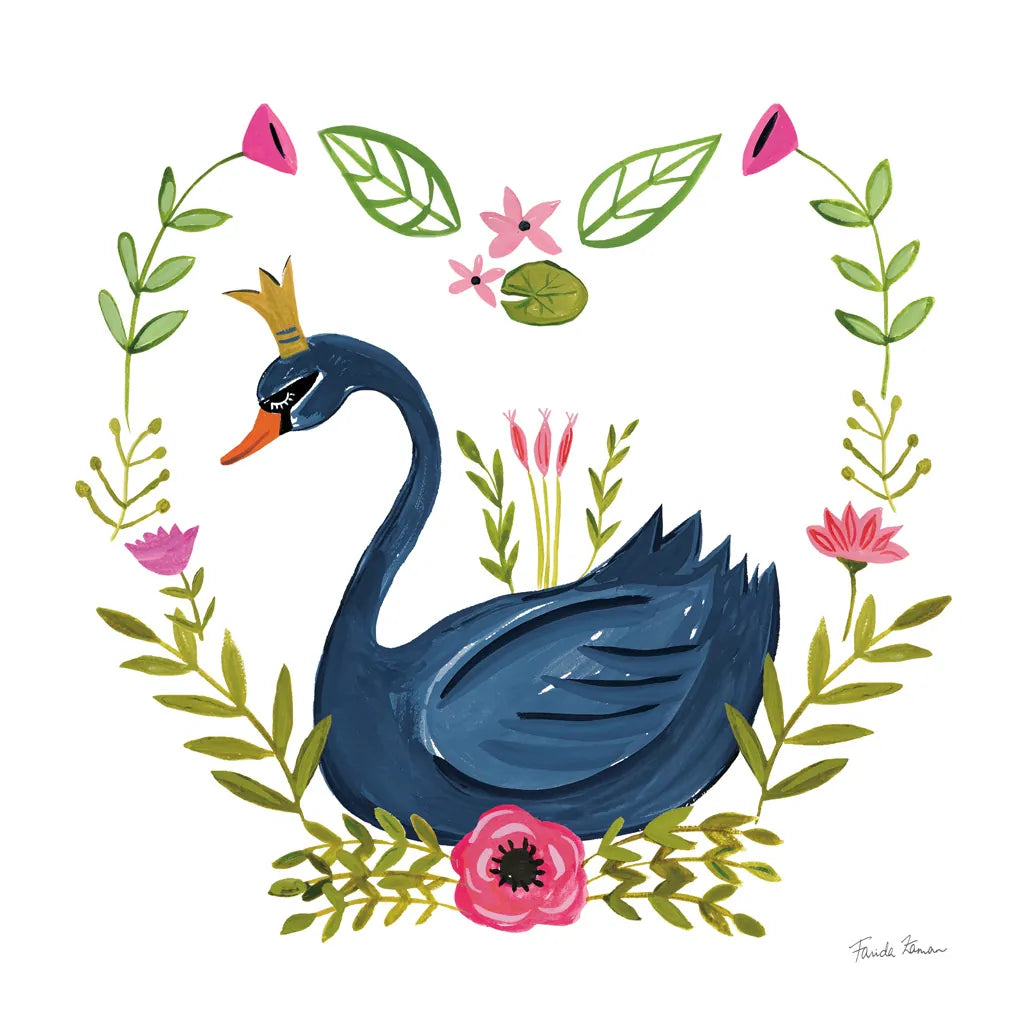 Swan Love II v2 by Farida Zaman. SKU 45899a. Archival Giclee Fine art print for wall decor.