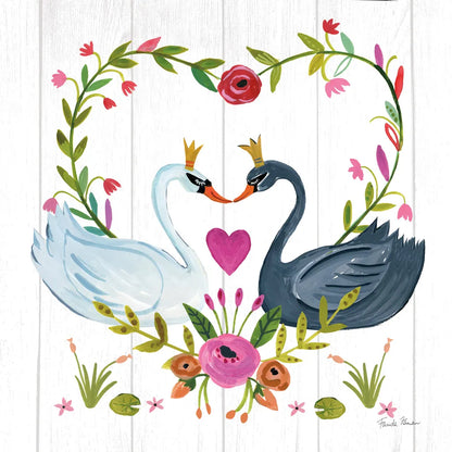 Swan Love III by Farida Zaman. SKU 38749a. Archival Giclee Fine art print for wall decor.