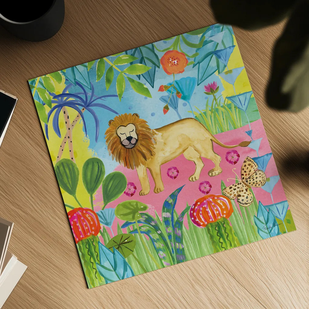 The Big Jungle II by Farida Zaman. Shown as a detailed flat fine art print, highlighting archival giclee quality. Available as an archival giclee rolled canvas, fine art paper, or poster print. SKU 39843a.