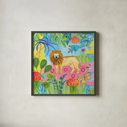 The Big Jungle II by Farida Zaman. Shown in a sleek black glass frame for a contemporary gallery look. Available as an archival giclee rolled canvas, fine art paper, or poster print. SKU 39843a.