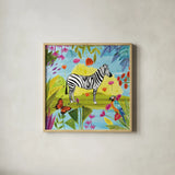 The Big Jungle III by Farida Zaman. Shown in a natural wood glass frame for a timeless modern aesthetic. Available as an archival giclee rolled canvas, fine art paper, or poster print. SKU 39844a.