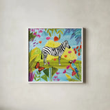 The Big Jungle III by Farida Zaman. Shown in a crisp white glass frame for a clean and minimalist style. Available as an archival giclee rolled canvas, fine art paper, or poster print. SKU 39844a.