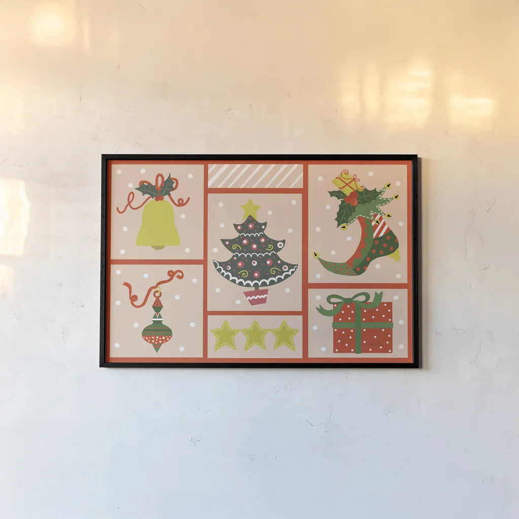 The Night Before Christmas I Bright by Farida Zaman. shown as a paper print in a black flame. Available as a archival giclee rolled canvas, fine art paper, or poster print. SKU 76181i.