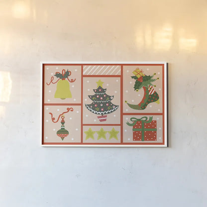 The Night Before Christmas I Bright by Farida Zaman. shown as a paper print in a white frame. Available as a archival giclee rolled canvas, fine art paper, or poster print. SKU 76181i.