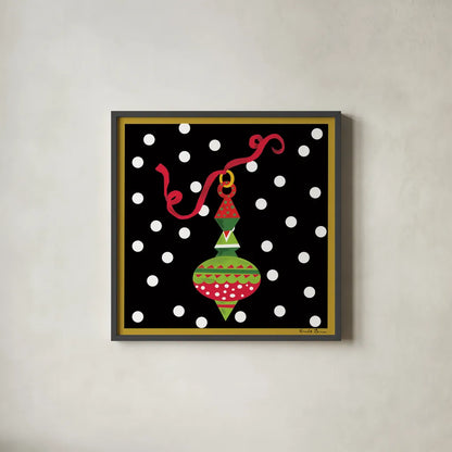 The Night Before Christmas II by Farida Zaman. Shown in a sleek black glass frame for a contemporary gallery look. Available as an archival giclee rolled canvas, fine art paper, or poster print. SKU 33043a.