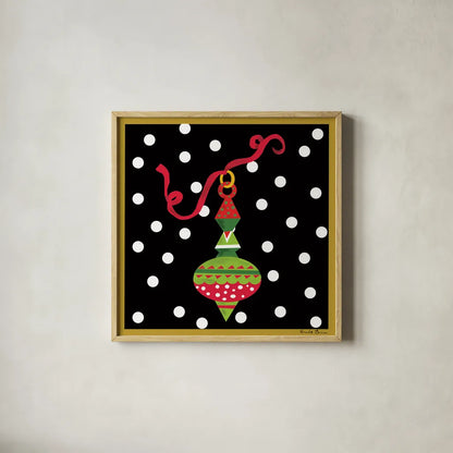 The Night Before Christmas II by Farida Zaman. Shown in a natural wood glass frame for a timeless modern aesthetic. Available as an archival giclee rolled canvas, fine art paper, or poster print. SKU 33043a.