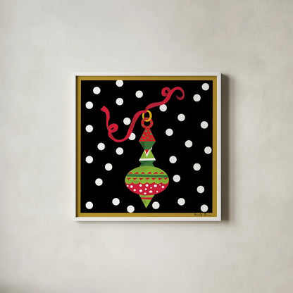 The Night Before Christmas II by Farida Zaman. Shown in a crisp white glass frame for a clean and minimalist style. Available as an archival giclee rolled canvas, fine art paper, or poster print. SKU 33043a.