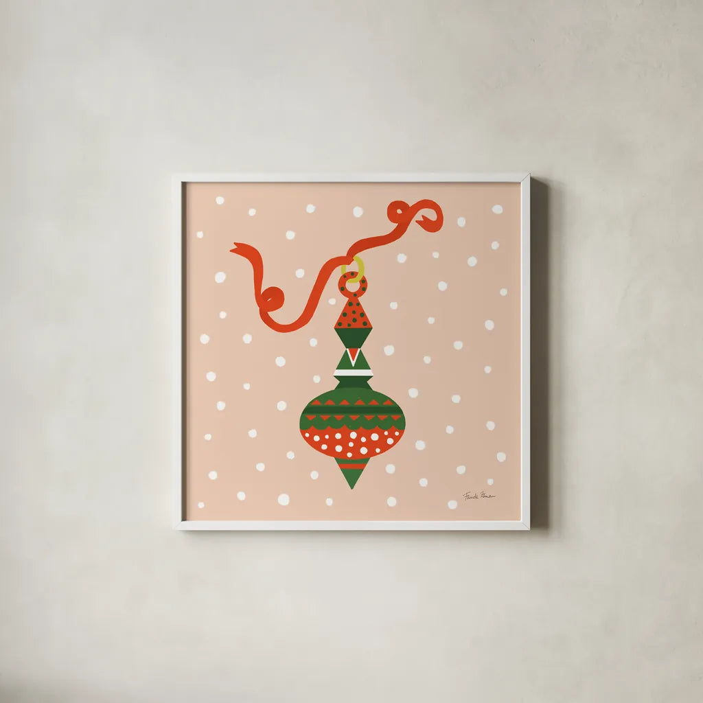 The Night Before Christmas II Bright by Farida Zaman. Shown in a crisp white glass frame for a clean and minimalist style. Available as an archival giclee rolled canvas, fine art paper, or poster print. SKU 76182a.