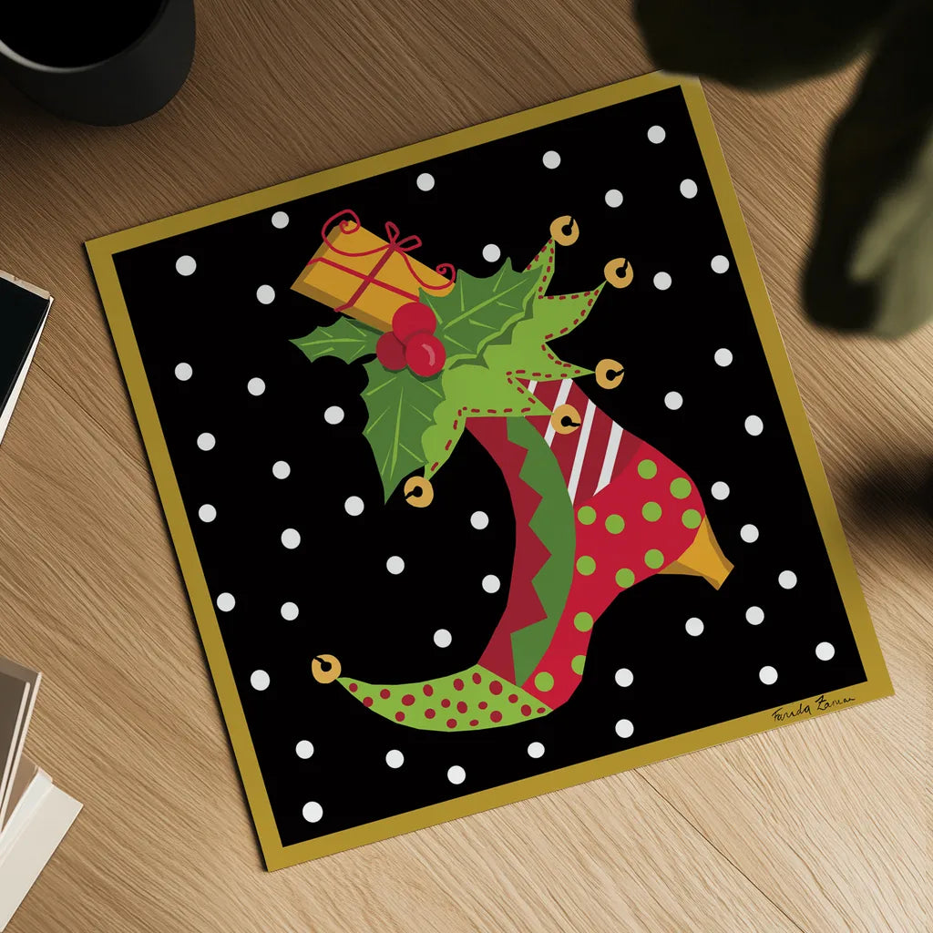 The Night Before Christmas III by Farida Zaman. Shown as a detailed flat fine art print, highlighting archival giclee quality. Available as an archival giclee rolled canvas, fine art paper, or poster print. SKU 33044a.