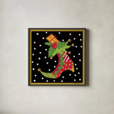 The Night Before Christmas III by Farida Zaman. Shown in a sleek black glass frame for a contemporary gallery look. Available as an archival giclee rolled canvas, fine art paper, or poster print. SKU 33044a.