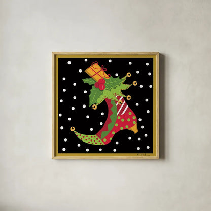 The Night Before Christmas III by Farida Zaman. Shown in a natural wood glass frame for a timeless modern aesthetic. Available as an archival giclee rolled canvas, fine art paper, or poster print. SKU 33044a.
