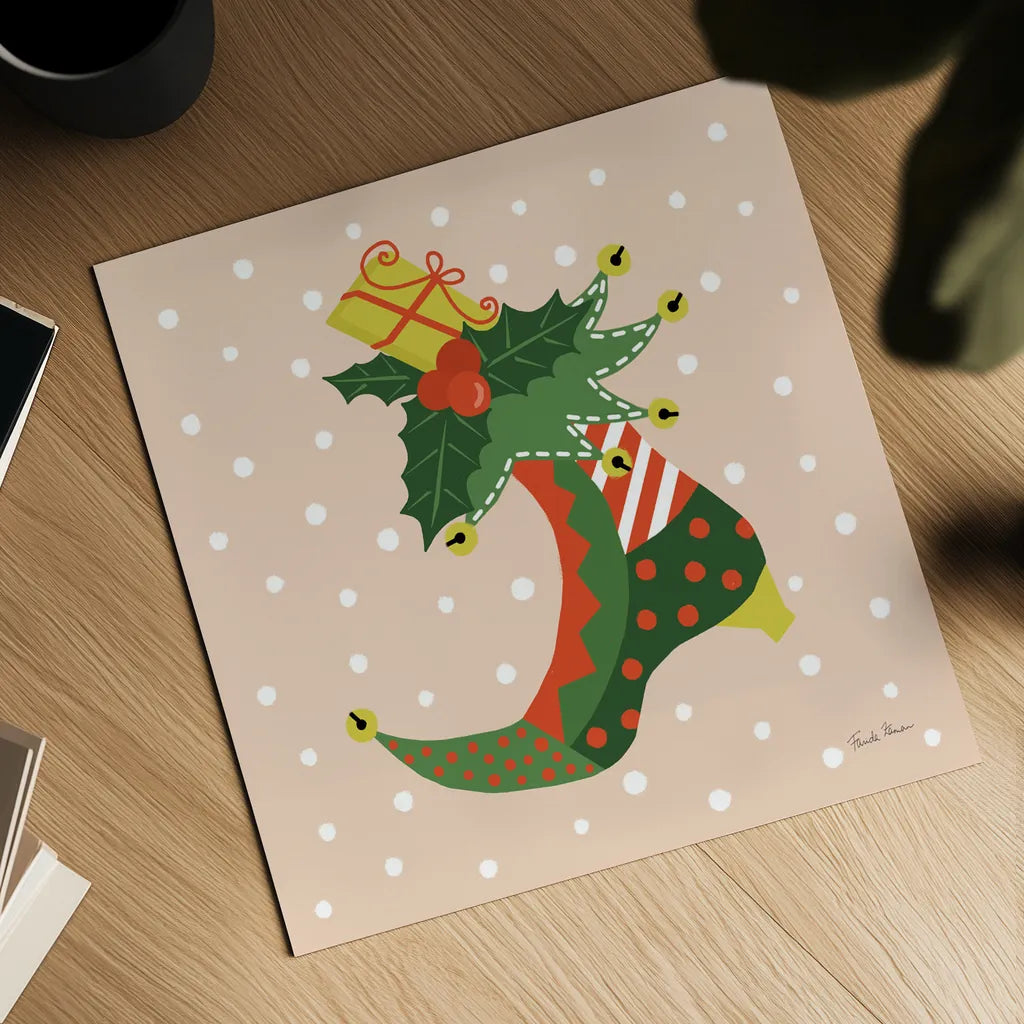 The Night Before Christmas III Bright by Farida Zaman. Shown as a detailed flat fine art print, highlighting archival giclee quality. Available as an archival giclee rolled canvas, fine art paper, or poster print. SKU 76183a.