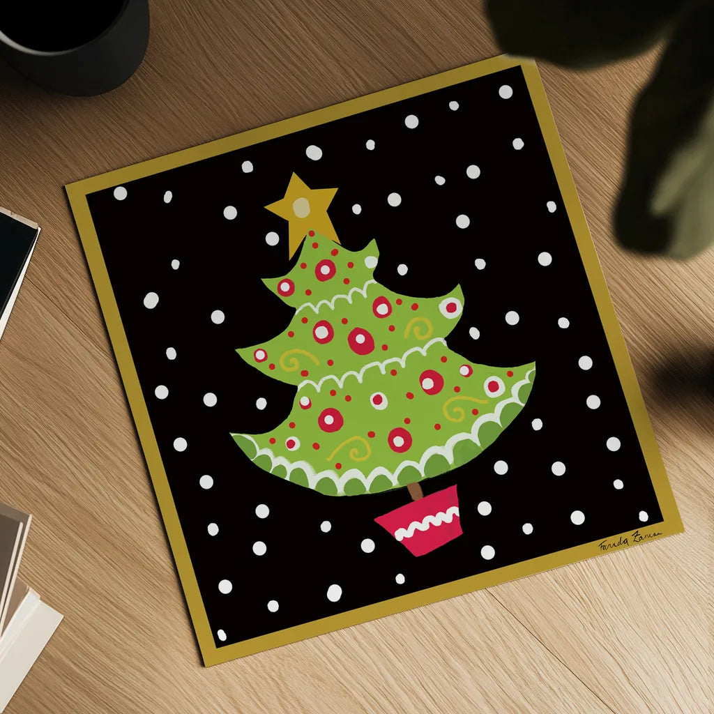 The Night Before Christmas IV by Farida Zaman. Shown as a detailed flat fine art print, highlighting archival giclee quality. Available as an archival giclee rolled canvas, fine art paper, or poster print. SKU 33045a.