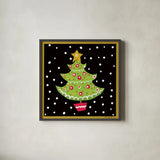The Night Before Christmas IV by Farida Zaman. Shown in a sleek black glass frame for a contemporary gallery look. Available as an archival giclee rolled canvas, fine art paper, or poster print. SKU 33045a.