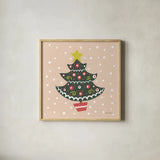 The Night Before Christmas IV Bright by Farida Zaman. Shown in a natural wood glass frame for a timeless modern aesthetic. Available as an archival giclee rolled canvas, fine art paper, or poster print. SKU 76184a.