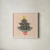The Night Before Christmas IV Bright by Farida Zaman. Shown in a crisp white glass frame for a clean and minimalist style. Available as an archival giclee rolled canvas, fine art paper, or poster print. SKU 76184a.