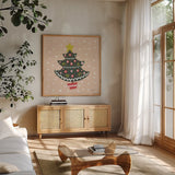 The Night Before Christmas IV Bright by Farida Zaman. Shown in a natural wood frame in a cozy modern living room. Available as an archival giclee rolled canvas, fine art paper, or poster print. SKU 76184a.