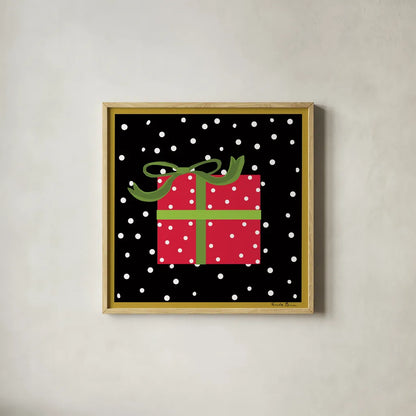 The Night Before Christmas V by Farida Zaman. Shown in a natural wood glass frame for a timeless modern aesthetic. Available as an archival giclee rolled canvas, fine art paper, or poster print. SKU 33046a.