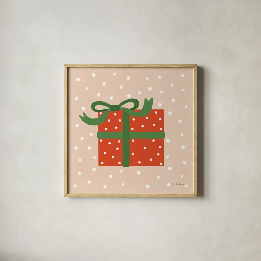 The Night Before Christmas V Bright by Farida Zaman. Shown in a natural wood glass frame for a timeless modern aesthetic. Available as an archival giclee rolled canvas, fine art paper, or poster print. SKU 76185a.