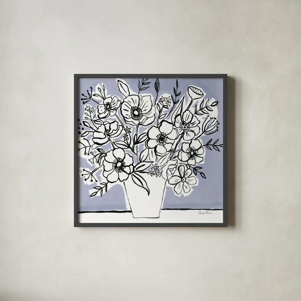 Timeless Florals by Farida Zaman. Shown in a sleek black glass frame for a contemporary gallery look. Available as an archival giclee rolled canvas, fine art paper, or poster print. SKU 75851a.
