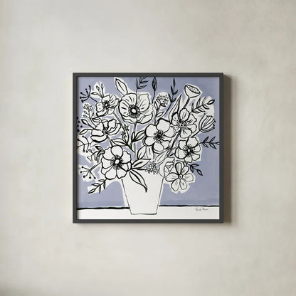 Timeless Florals by Farida Zaman. Shown in a sleek black glass frame for a contemporary gallery look. Available as an archival giclee rolled canvas, fine art paper, or poster print. SKU 75851a.