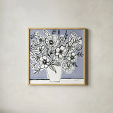 Timeless Florals by Farida Zaman. Shown in a natural wood glass frame for a timeless modern aesthetic. Available as an archival giclee rolled canvas, fine art paper, or poster print. SKU 75851a.