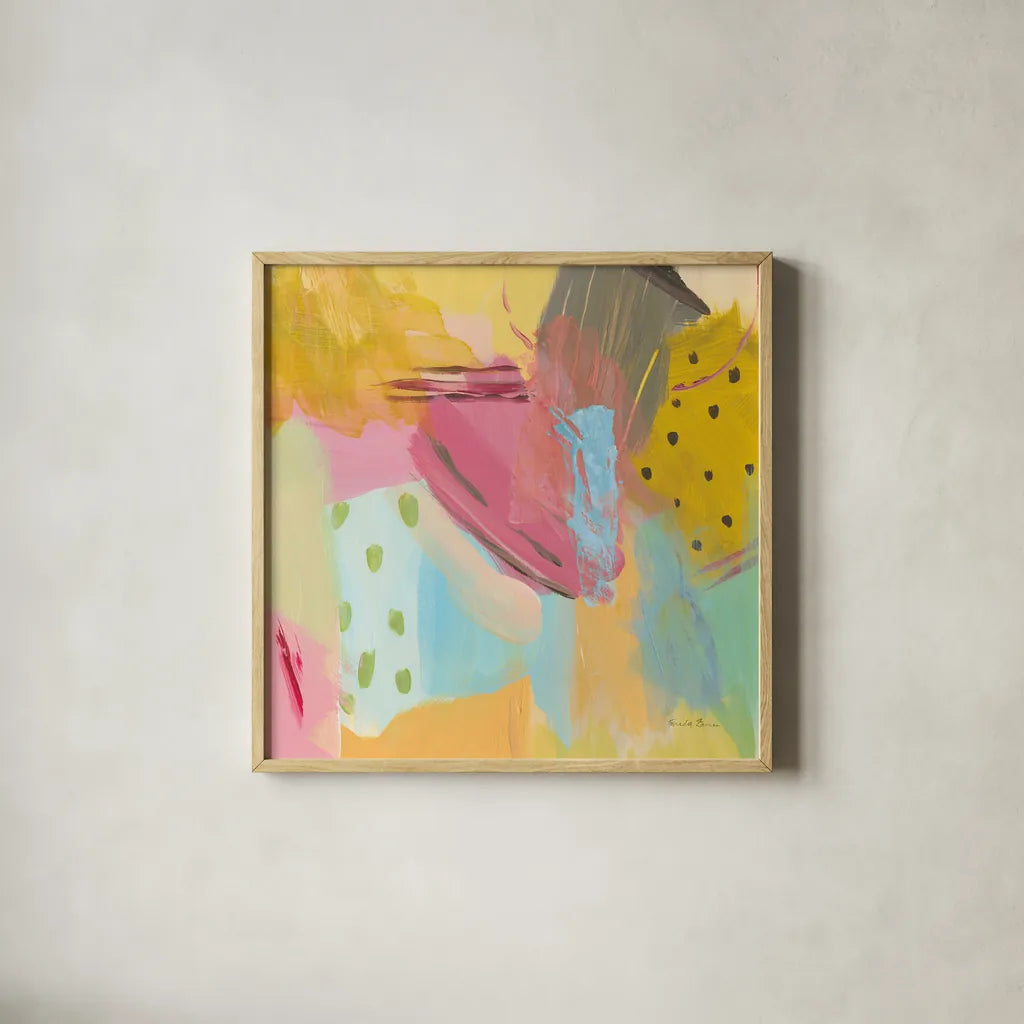 Transition I by Farida Zaman. Shown in a natural wood glass frame for a timeless modern aesthetic. Available as an archival giclee rolled canvas, fine art paper, or poster print. SKU 52735a.