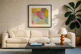 Transition I by Farida Zaman. Displayed in a glass frame with matte in a clean modern living room. Available as an archival giclee rolled canvas, fine art paper, or poster print. SKU 52735a.