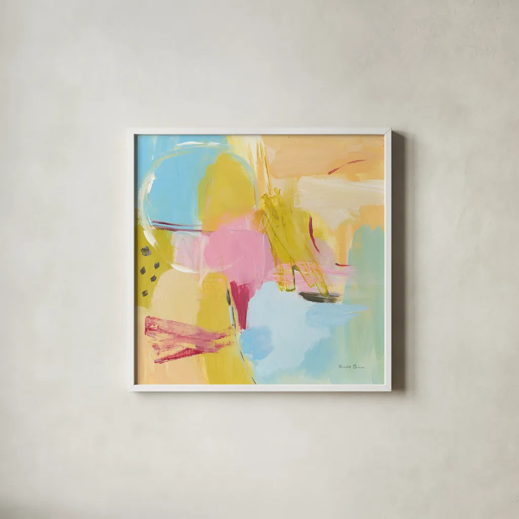 Transition II by Farida Zaman. Shown in a crisp white glass frame for a clean and minimalist style. Available as an archival giclee rolled canvas, fine art paper, or poster print. SKU 52736a.