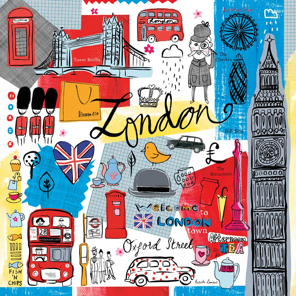 Traveling London by Farida Zaman. SKU 76321a. Archival Giclee Fine art print for wall decor.