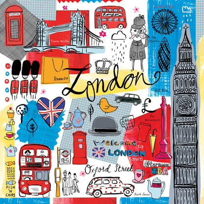 Traveling London by Farida Zaman. SKU 76321a. Archival Giclee Fine art print for wall decor.