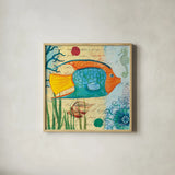Tropical Underwater I by Farida Zaman. Shown in a natural wood glass frame for a timeless modern aesthetic. Available as an archival giclee rolled canvas, fine art paper, or poster print. SKU 37584a.