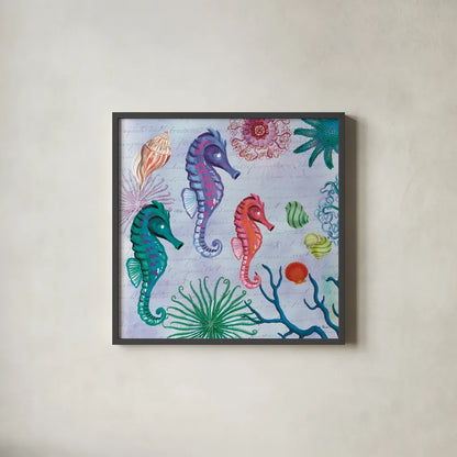 Tropical Underwater II by Farida Zaman. Shown in a sleek black glass frame for a contemporary gallery look. Available as an archival giclee rolled canvas, fine art paper, or poster print. SKU 37585a.