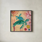 Tropical Underwater IV by Farida Zaman. Shown in a sleek black glass frame for a contemporary gallery look. Available as an archival giclee rolled canvas, fine art paper, or poster print. SKU 37587a.