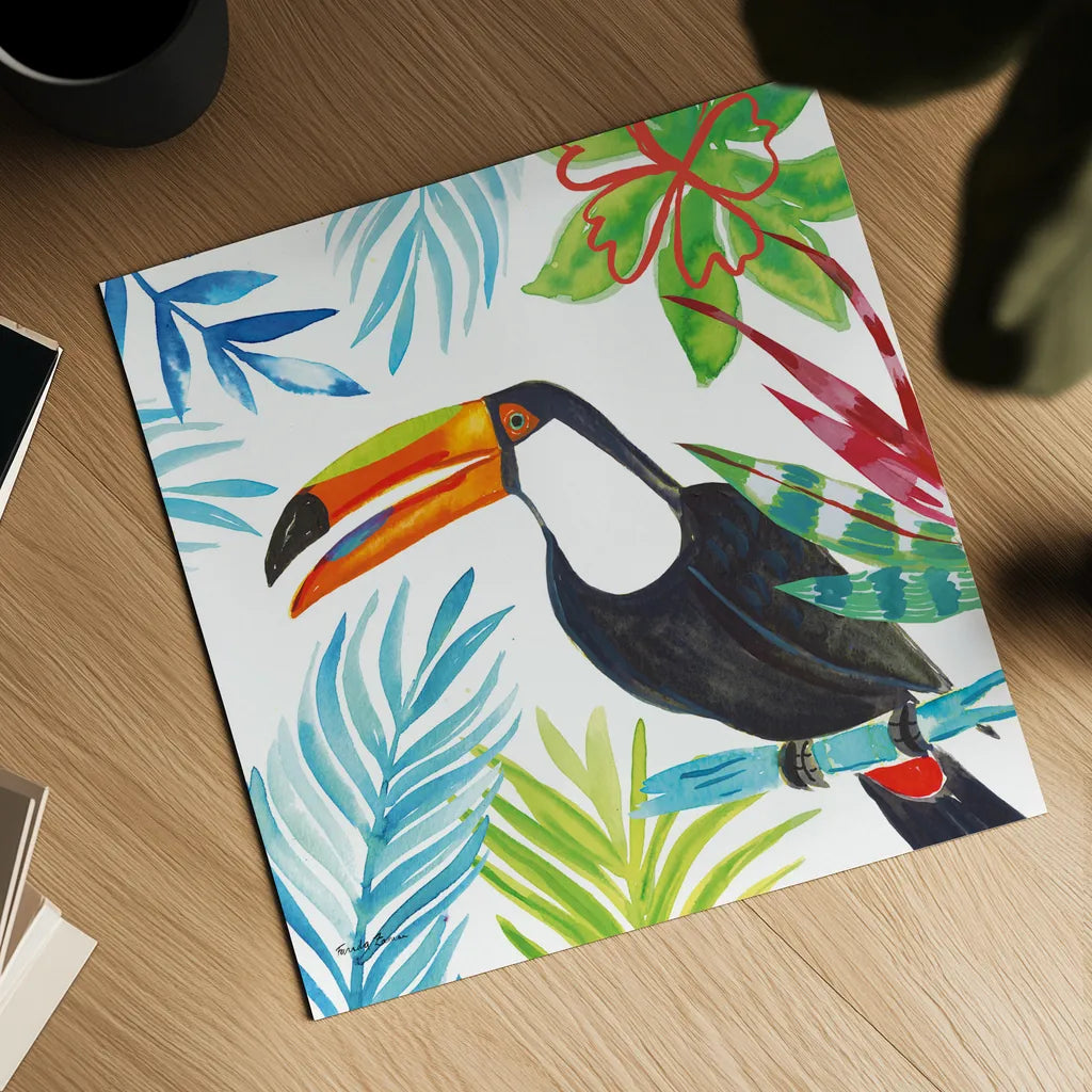 Tropicana II by Farida Zaman. Shown as a detailed flat fine art print, highlighting archival giclee quality. Available as an archival giclee rolled canvas, fine art paper, or poster print. SKU 35961a.