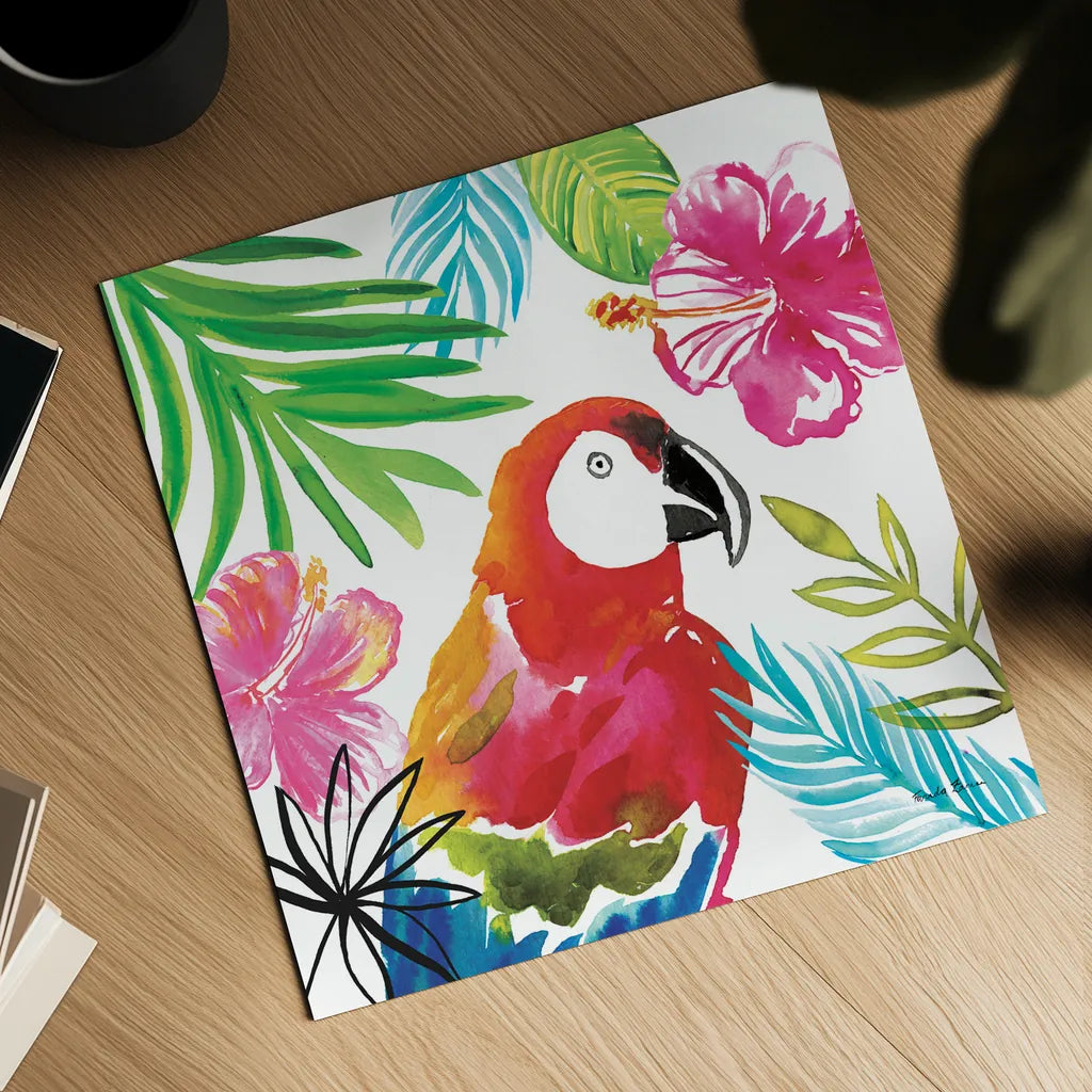 Tropicana III by Farida Zaman. Shown as a detailed flat fine art print, highlighting archival giclee quality. Available as an archival giclee rolled canvas, fine art paper, or poster print. SKU 35962a.