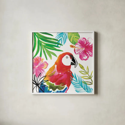Tropicana III by Farida Zaman. Shown in a crisp white glass frame for a clean and minimalist style. Available as an archival giclee rolled canvas, fine art paper, or poster print. SKU 35962a.