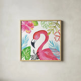 Tropicana IV by Farida Zaman. Shown in a natural wood glass frame for a timeless modern aesthetic. Available as an archival giclee rolled canvas, fine art paper, or poster print. SKU 35963a.