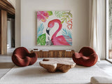 Tropicana IV by Farida Zaman. Shown as extra-large giant wall art in a modern living room. Available as an archival giclee rolled canvas, fine art paper, or poster print. SKU 35963a.