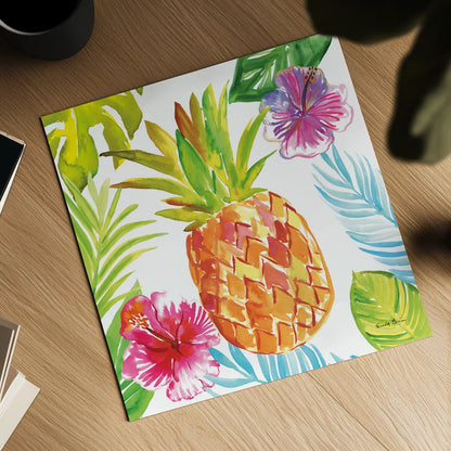 Tropicana VI by Farida Zaman. Shown as a detailed flat fine art print, highlighting archival giclee quality. Available as an archival giclee rolled canvas, fine art paper, or poster print. SKU 35965a.