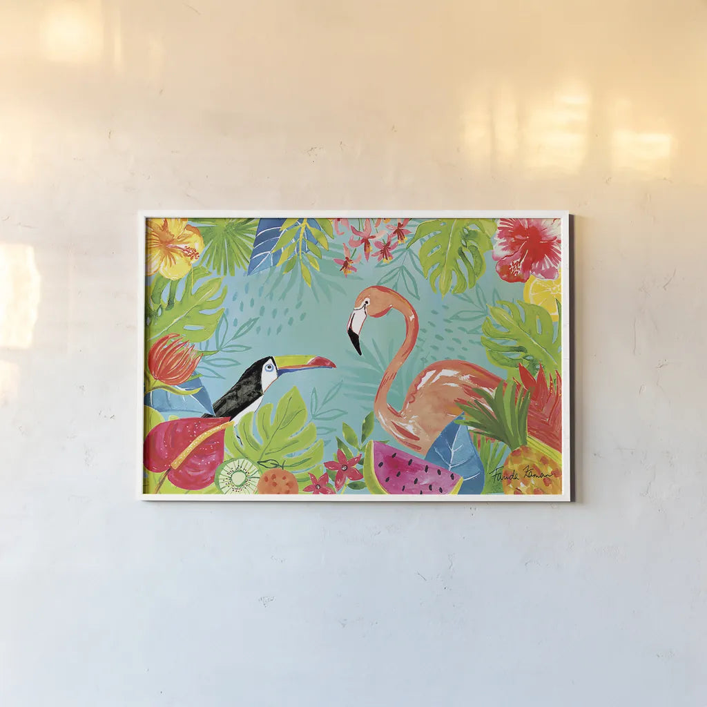 Tutti Frutti III by Farida Zaman. shown as a paper print in a white frame. Available as a archival giclee rolled canvas, fine art paper, or poster print. SKU 52028i.
