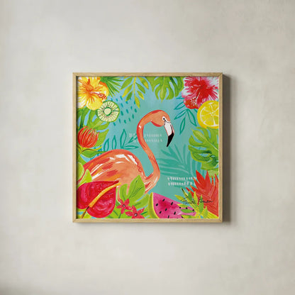 Tutti Frutti IV by Farida Zaman. Shown in a natural wood glass frame for a timeless modern aesthetic. Available as an archival giclee rolled canvas, fine art paper, or poster print. SKU 52029a.