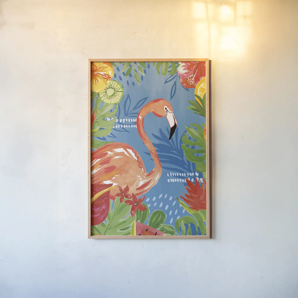 Tutti Frutti IV v2 by Farida Zaman. shown as a paper print in a natural frame. Available as a archival giclee rolled canvas, fine art paper, or poster print. SKU 54243h.