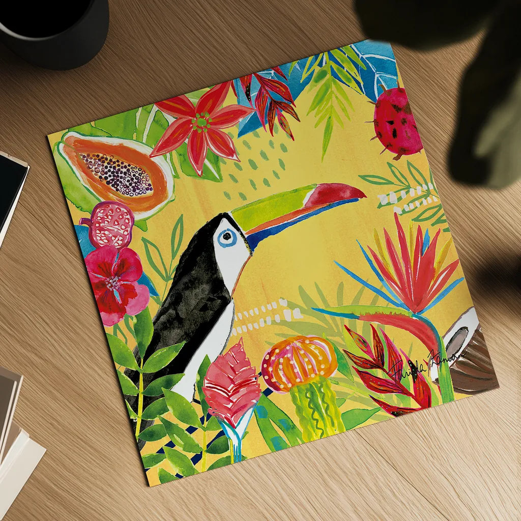 Tutti Frutti VI by Farida Zaman. Shown as a detailed flat fine art print, highlighting archival giclee quality. Available as an archival giclee rolled canvas, fine art paper, or poster print. SKU 52031a.