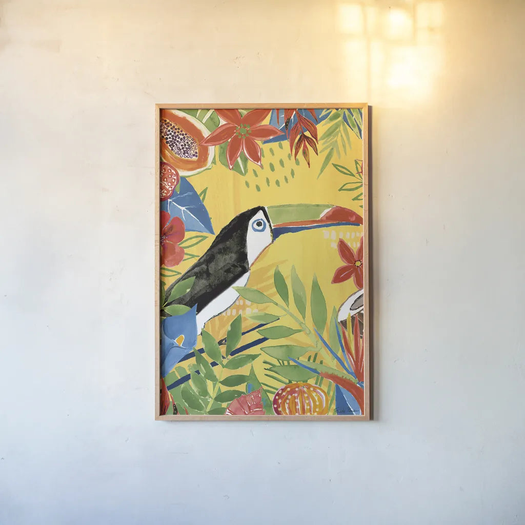 Tutti Frutti VI v2 by Farida Zaman. shown as a paper print in a natural frame. Available as a archival giclee rolled canvas, fine art paper, or poster print. SKU 54244h.