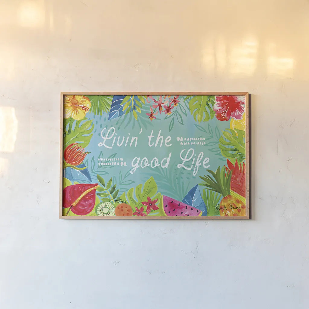 Tutti Frutti VIII by Farida Zaman. shown as a paper print in a natural frame. Available as a archival giclee rolled canvas, fine art paper, or poster print. SKU 52033i.