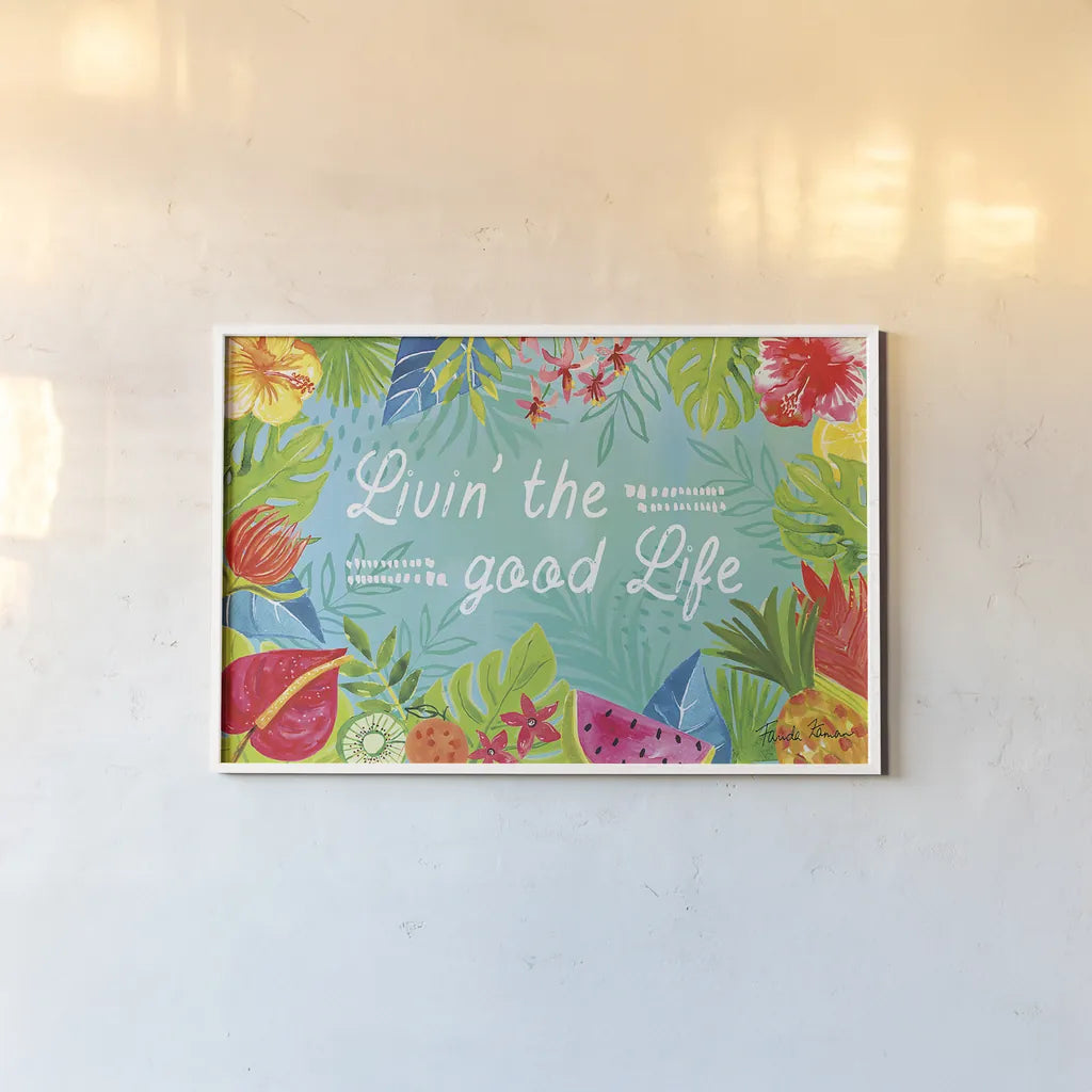 Tutti Frutti VIII by Farida Zaman. shown as a paper print in a white frame. Available as a archival giclee rolled canvas, fine art paper, or poster print. SKU 52033i.