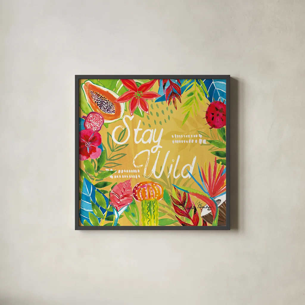 Tutti Frutti XI by Farida Zaman. Shown in a sleek black glass frame for a contemporary gallery look. Available as an archival giclee rolled canvas, fine art paper, or poster print. SKU 52036a.