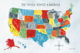 US Map by Farida Zaman. SKU 51983i. Archival Giclee Fine art print for wall decor.