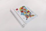 US Map by Farida Zaman. shown as a rolled paper print. Available as archival giclee rolled canvas, fine art paper, or poster print. SKU 51983i.